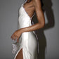Trendy Sheath Halter Neck White Long Party Dress with Open Back Beading SH7619