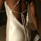 Trendy Sheath Halter Neck White Long Party Dress with Open Back Beading SH7619