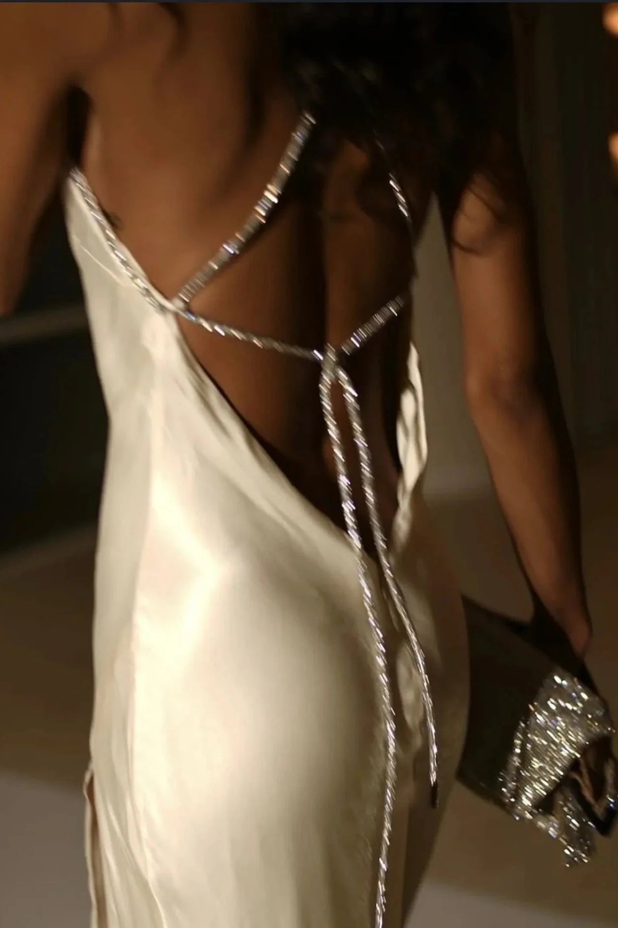 Trendy Sheath Halter Neck White Long Party Dress with Open Back Beading SH7619