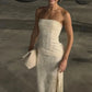 Hot Sheath Strapless Ivory Long Party Dress with Ruched SH7764