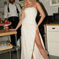 Hot Sheath Strapless Ivory Long Party Dress with Ruched SH7764