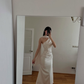 Gentle Simple Mermaid Light Apricot Satin Evening Dress Party Dress Formal Dress SH3954