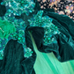 Vintage Green Ball Gown Beaded Velvet Tulle Prom Dress Sweet 16 Dress SH5794