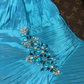 Blue Mermaid Straps Beaded Satin Long Party Dress Evening Dress SH3138