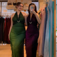 Sexy Halter Ombre Green Chiffon Backless Long Prom Dress Evening Dress SH1147