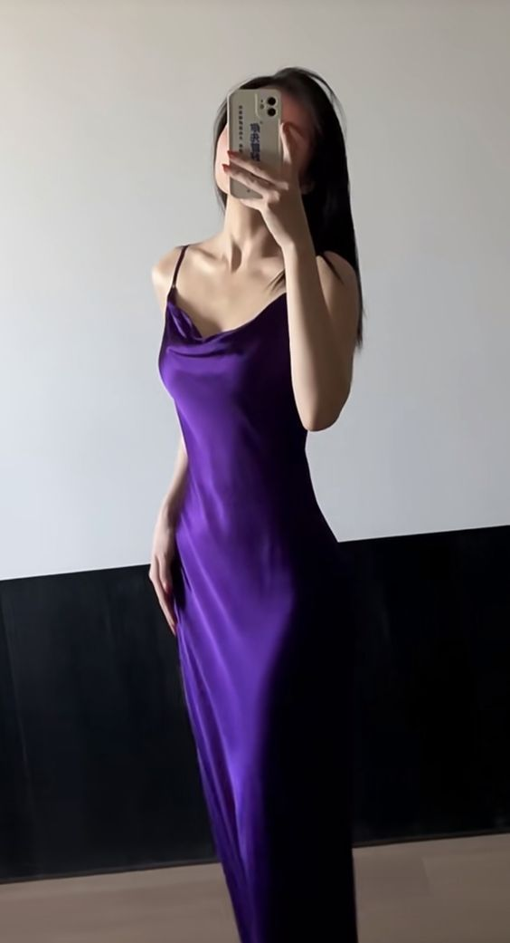 Sexy Sheath Straps Grape Satin Long Prom Dress SH1275