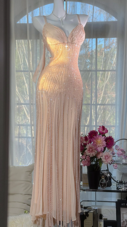 Fairy Elegant A Line Beaded Chiffon Long Graduation Prom Dress SH5344