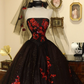 Black Sequin Appliques Ball Gown Strapless Long Prom Dress Evening Dress SH3673