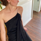 Sexy Sheath Spaghetti Strap Beaded Black Chiffon   Long Prom Dress Prom Dress SH2650