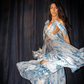 2025 New A Line Off the Shoulder Print Floral Chiffon Prom Dress Evening Dress SH2308