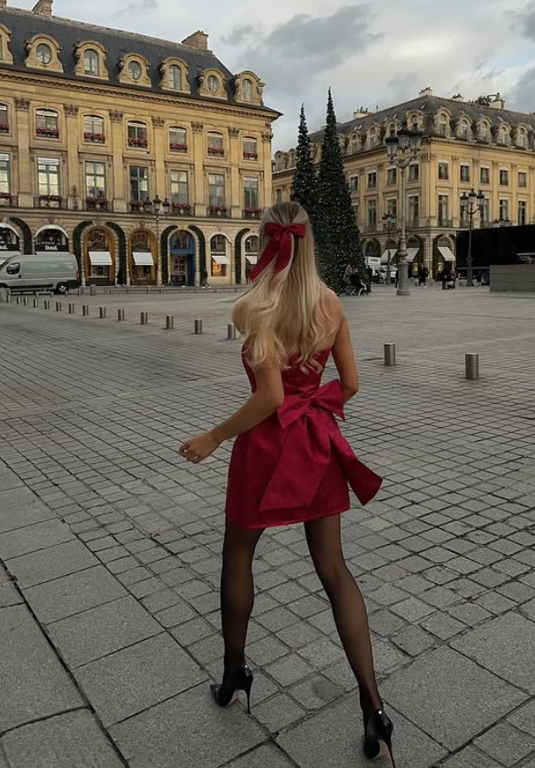 Burgundy Bow A Line Strapless Print Floral Satin Cocktail Dress Homecoming Dress SH6156