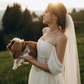 Gentle Ivory A Line Off the Shoulder Corset Lace Chiffon Prom Dress Wedding Dress SH6683