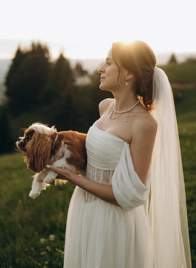 Gentle Ivory A Line Off the Shoulder Corset Lace Chiffon Prom Dress Wedding Dress SH6683