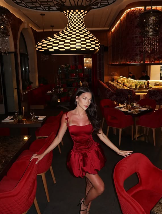 Burgundy Bow A Line Spaghetti Strap Satin Short Homecoming Dress Birthday Dress SH4163