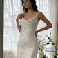 Elegant Mermaid Spaghetti Strap Beaded White Chiffon Prom Dress Graduation Prom Dress SH2560