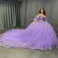 Purple Ball Gown Off the Shoulder Beaded 3D Flowers Sweet 16 Dress Girls Party Gowns vestidos de quinceañera SH3267