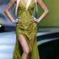 Beatuy Mermaid Sequins Lace Tulle Evening Dress Long Prom Gown with Slit SH393
