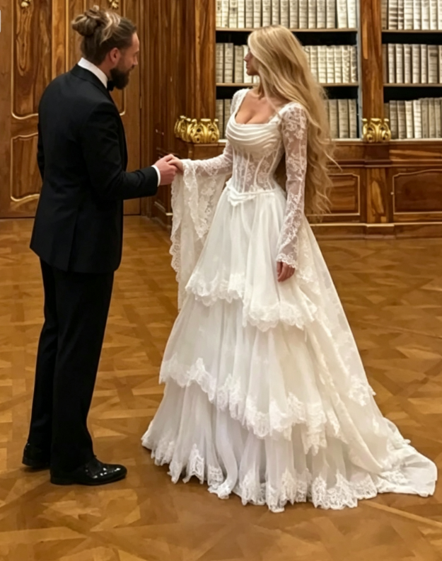 Stunning Ball Gown Corset  Lace Layered Tulle Long Wedding Dress SH7075