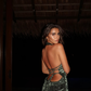 Charming Sheath Halter Green Velvet Open Back Prom Dress Evening Dress SH2217