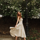 Simple A Line Spaghetti Strap Apricot Satin Prom Dress Birthday Dress Outfits SH3911