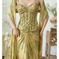 Retro Green Mermaid Spaghetti Strap Beaded Satin Prom Dress 18th Birthday Dress SH3899