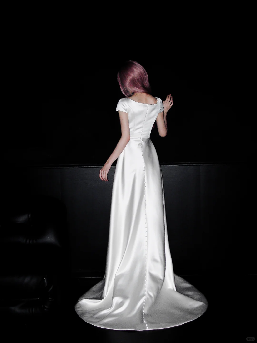 Vinatge Simple A Line White Satin Long Prom Dress Wedding Dress SH4968