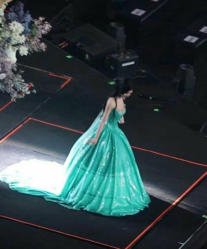 Gorgeous A Line Strapless Green Sequin Long Sweep Party Dress Evening Dress SH2879