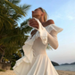 Sexy A Line Long Sleeve White Chiffon Short Prom Dress Homecoming Dress SH8519
