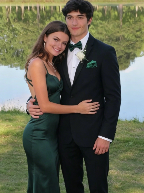 Dark Green New Backless Satin Floor Length Long Prom Dress SH815