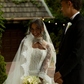 Romantic Sheath Long Sleeve White Lace Wedding Dress with Slit SH6988