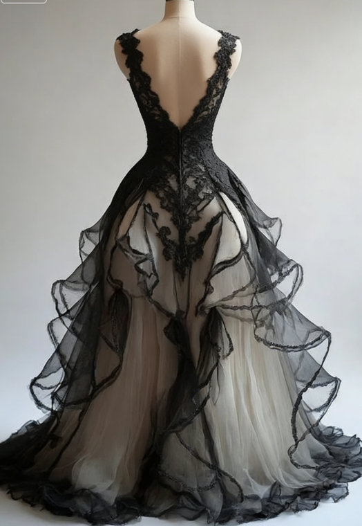 Charming A Line Straps Ruffle Lace Tulle Long Prom Dress Evening Dress SH2440