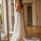 Glamorous Ball Gown Spaghetti Strap Exquisite Beaded Tulle Long Train Wedding Dress SH6998