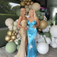 Chic Blue Satin Appliques Mermaid Prom Dress SH1025