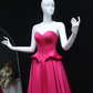 Hot Pink A Line Sweetheart Neck Satin Long Sweep Prom Dress Evening Dress SH2371