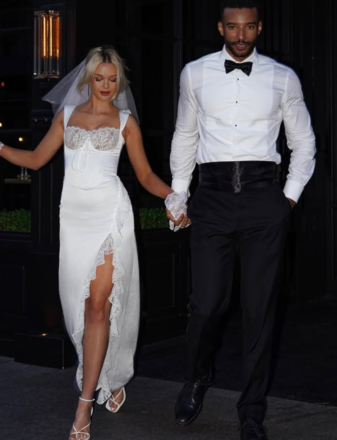 Elegant Sheath Spaghetti Strap White Lace Satin Long Prom Dress Wedding Dress SH4820