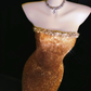 Exquisite Sheath Strapless Orange Rhinestone Long Prom Dress Evening Dress SH4190