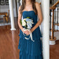 Green A Line Sweetheart Neck Pleated Chiffon Prom Dress Evening Dress SH6218