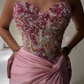 Glamorous Sheath Strapless Beaded Satin Prom Dress Evening Dress SH6268