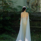 Flowy Simple Ivory A Line Pleated Tulle Long Evening Dress Party Dress SH3484