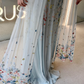 Ethereal Baby Blue A Line Spaghetti Strap Beaded Chiffon Long Prom Dress Evening Dress SH7707