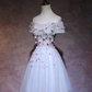 Cute Gray Blue Tulle Short Prom Dress, Off The Shoulder Homecoming Dress SH712