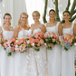 Romantic White Sheath Straps Satin Long Bridesmaid Dress SH6317