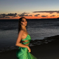Charming Sheath Halter Green Satin Open Back Prom Dress Evening Dress SH3290