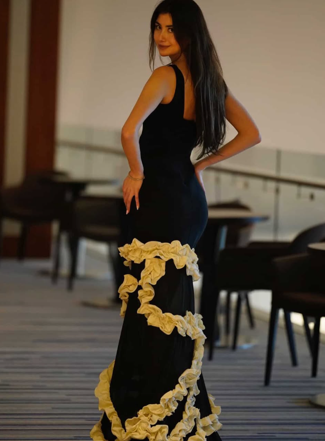 Stylish Mermaid Spaghetti Strap Black Satin Long Prom Dress Evening Dress SH8962