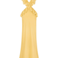 Ruffle Mermaid Spaghetti Straps Yellow Chiffon Satin Open Back Prom Dress Evening Dress SH3289