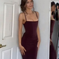 Burgundy Sheath Straps Evening Dress Mermaid Prom Dress SH1347