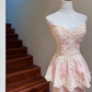 Vintage Pink Mermaid Sweetheart Neck Beaded Lace Long Prom Dress SH5209