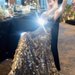 Stunning A Line V Neck Sequin Open Back Prom Dress Vacation Dress SH4139