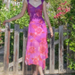 Pretty Purple A Line Straps Print Floral Chiffon Party Dress Date Dress Outfits SH3966