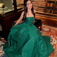 Green A Line Strapless Satin Long Prom Dress Evening Dress SH1801